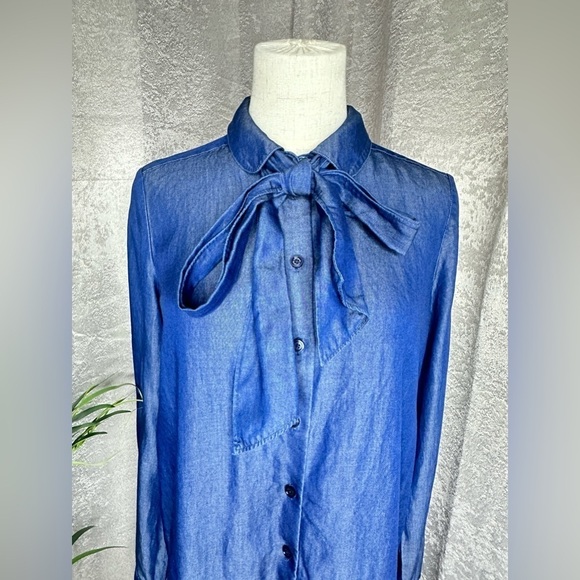 NEW Kate Spade Las Vegas Indigo Griffin Tie-Neck Mini Dress Sz 4 - Picture 4 of 10